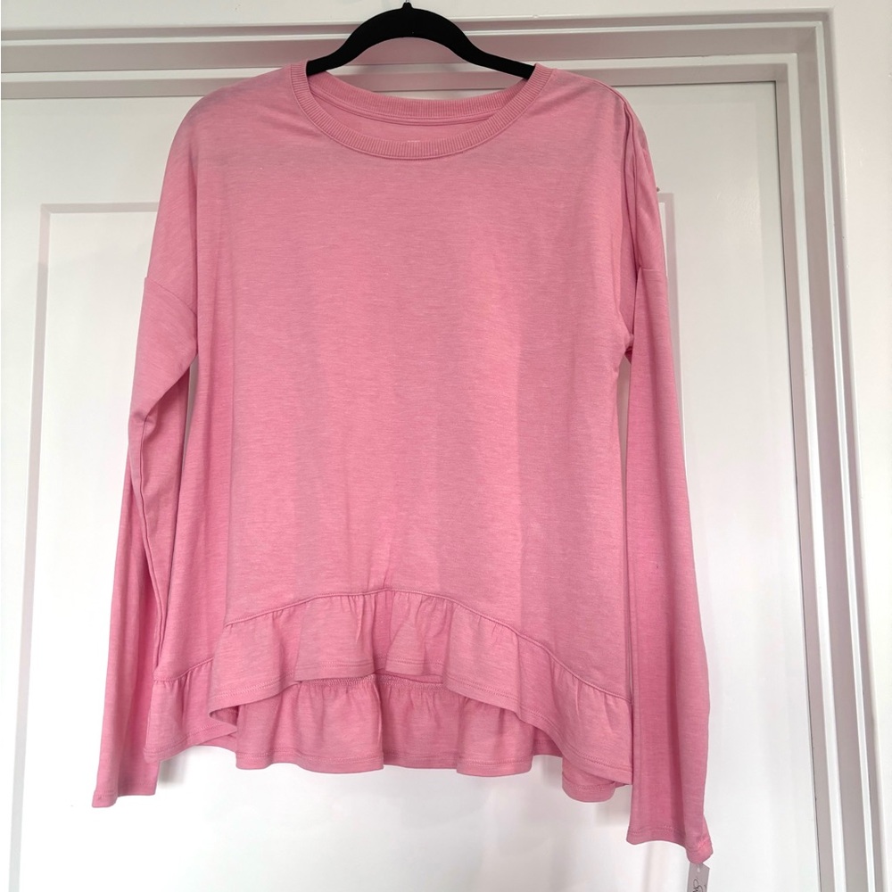 Gilligan & O’Malley Coral Long Sleeve Ruffle Hem Soft Top/ Pajama Shirt Sz M NWT